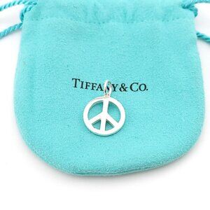 Tiffany & Co. Sterling Silver Peace Sign Charm Pendant with Pouch